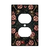 Placca da parete duplex color melograno, con campane autunnali vintage, in plastica rossa, dimensioni standard, doppia presa di corrente, per appartamento, casa, camera da letto, ufficio, decorazione