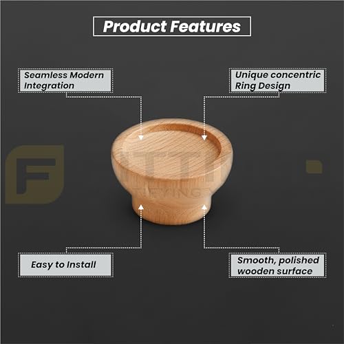 Image of Steam Beech Wood Drawer Knob| Solid Wooden Cabinet Door Handle | Round Knobs for Drawer, Wardrobe & Cupboard | Natural Finish Pull Handle for Kitchen Cabinets & Home - | 1.5 Inch,2 Piece|