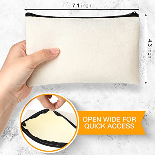 Image of Frienda 50 Pcs Canvas Zipper Pouch Bulk Gift Small Blank Pouch Makeup Bag Cosmetic Toiletry Bag Appreciation Gift for DIY Craft Projects Employee Coworkers Staff Team(Beige)