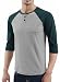 HETHCODE Men's Casual Raglan Fit Soft Baseball 3/4 Sleeve Henley T-Shirts Tee H.Gray/Green L
