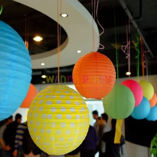 Image of Wanna party Yellow Paper Lanterns, Hanging Lanterns for Summer Barbecue Birthdays Holidays Picnic Party Supplies, 14 Inches