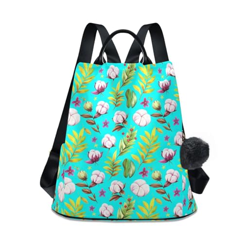 Sac à dos femme motif fleurs bleu sarcelle grand espace de stockage sécurisé