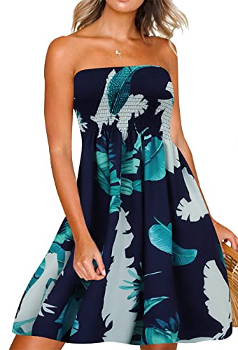 Image of Zyyfly Womens Summer Beach Dresses Strapless Cover Ups Dress Tube Top Sundresses
