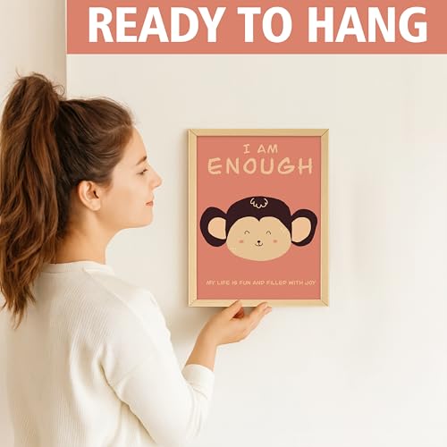 Image of Rousrie Motivational Animals Framed Painting For Kids Posters for Room Decoration, Set of 4 Black Frame Art Prints, Baby Posters for Living Room, A4 Size