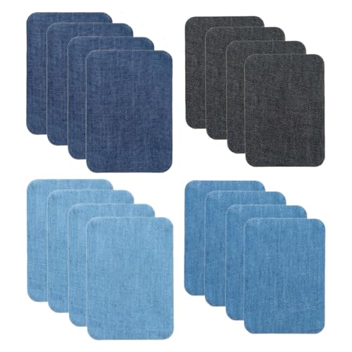 12PCS Patchs Jean Thermocollant,Assortis en Nuances de Bleu,Patch Jean,Denim Jeans Patchs à Repasser,Patch Thermocollant Vetement,Coton patchs de réparation,Colle...