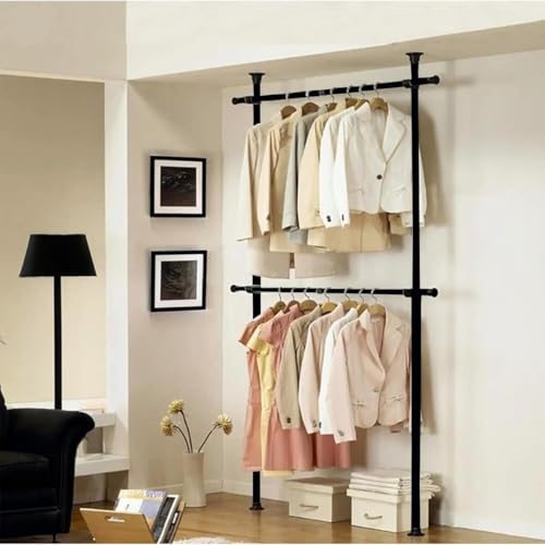 House Of Home Telescopic Clothes Rail Extendable and Adjustable Wardrobe Hanging Rail, Single Clothes Rail Easy to Install with 20kg Load Capacity, Ideal for Wardrobe Organisation