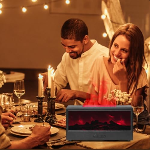 Essential Oil Diffusers for Home,Air Diffuser Flame Colorful Water Vapor Fireplace Fire Humidifier Aromatherapy Aroma for Room Bedroom,Auto Off Protection