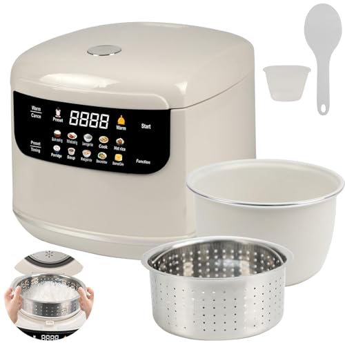 THEGA Olla Arrocera 10 En 1 Baja En Carbohidratos con Vaporera, 2 L, Control Inteligente Multifunción para Cocinar Arroz, Temporizador De Retardo De 24 Horas, Función De Calentamiento De 8 Horas