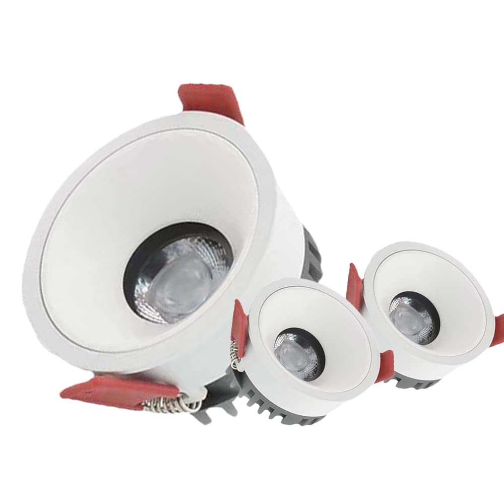 Aioneer 3 Pcs Led Downlight Baffle Trim Eyeball Retrofit Spotlight Adjustable Eyeball Led Recessed Lighting 3 Color Selectable 3000K | 4000K | 6000K,Simple Retrofit Installation7w-6000K