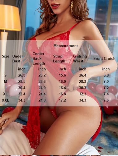 Image of Avidlove Sexy Lingerie for Women Open Front Lace Babydoll Dress V Neck Chemise Negligee Honeymoon