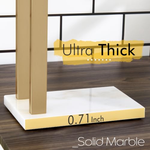 Image of KOKOSIRI Hand Towel Racks Stand Towel Holder 2-Tier with Marble Base for Bathroom Vanity Countertop, Champagne Bronze Stainless Steel 15.7'' Height THS0007-CPG