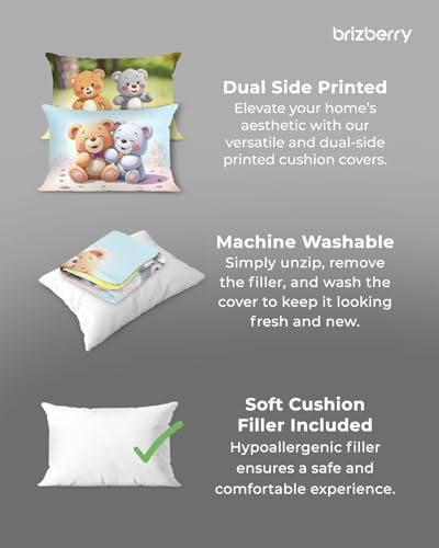 Image of Brizberry Kids Pillow Cushion with Super Soft Fabric | Animal & Cartoon Prints | 12x18 inches (Design 24)
