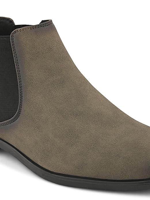 Image of STANPHORD Men Glossy Chelsea Ankle Boots | PU Slip-On Block Heel | Casual Party Office Outdoor Wear (TPSG 9536)