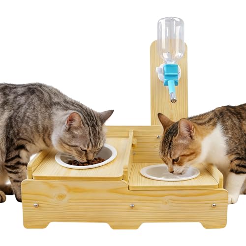 Dog Water Dispenser - Automatic Wooden Pet Fountain, Adjustable Height Feeding Station, Continuous Fresh Water Bowl with Flow System for Indoor, Home, Balcony, Garden