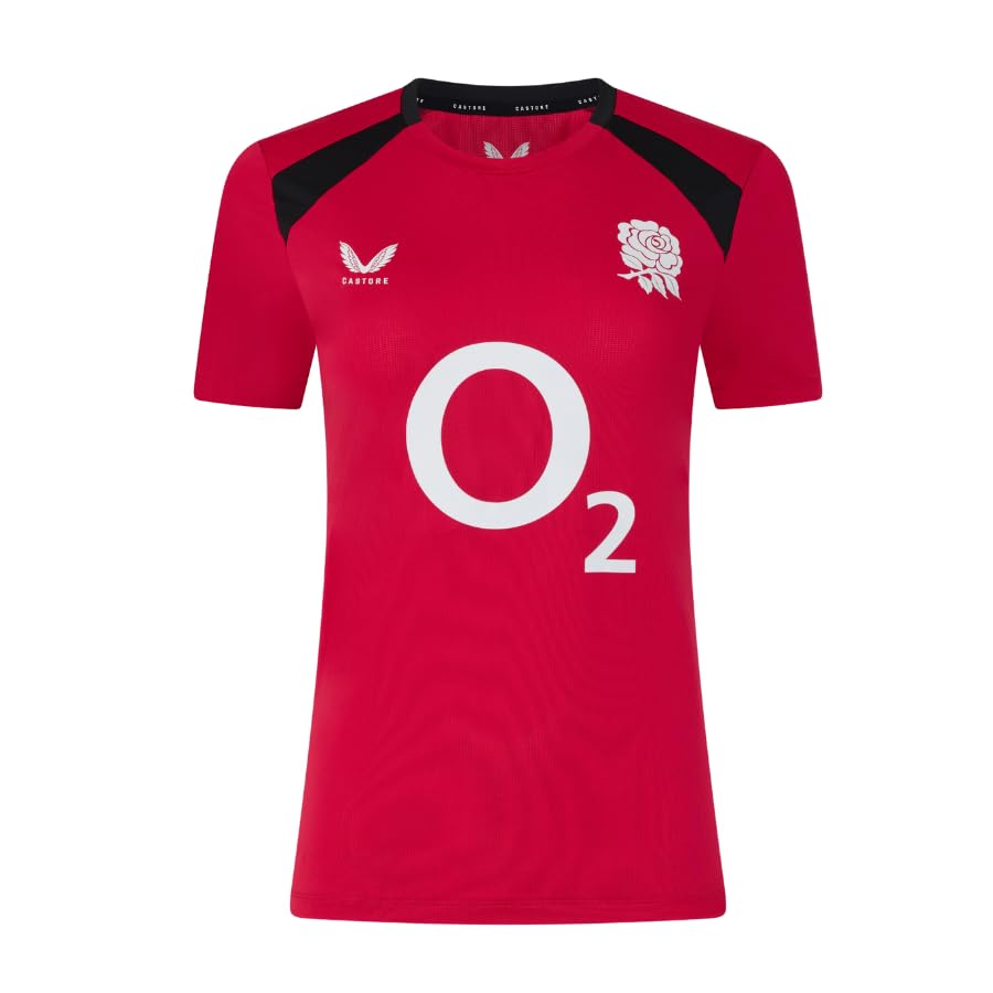 T-shirt England Rugby femme pour entraînement et running Castore rouge t8