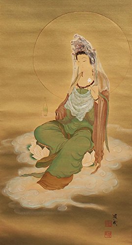 掛け軸　雲上之観音図 楽天市場】掛け軸 掛軸 観音様 雲上観音（鈴木 翠朋）?新品掛軸