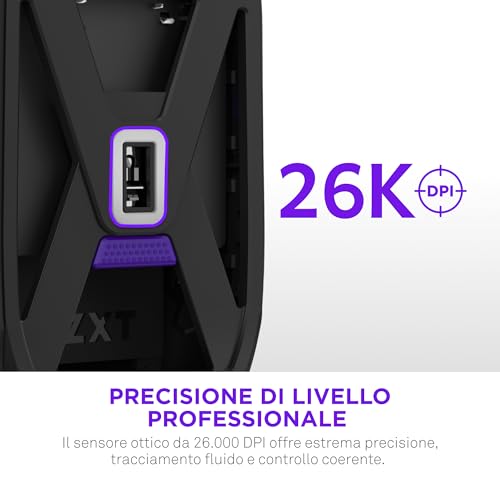 Lift Elite Wireless Gaming Mouse – Ultra leggero 57 g – 4K/8K Polling Rates, Switch ottici, Sensore ottico 26K DPI – Lunga durata della batteria – Grip laterali in gomma – Nero - Mouse gaming - Immagine 2