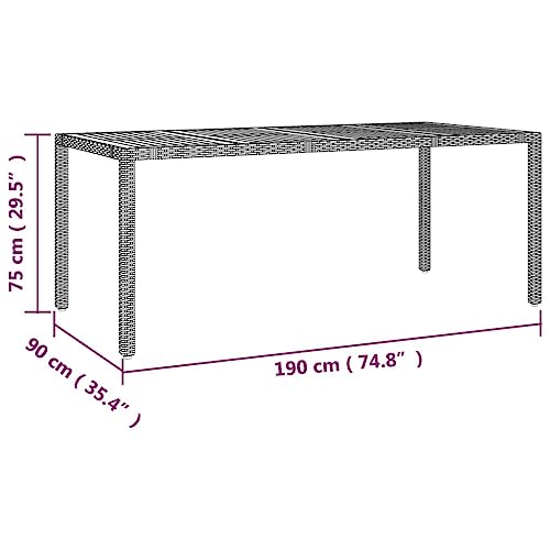 Table de Jardin en Résine Tressée Grise et Bois d'Acacia vidaXL - 4