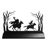 Halloween Decorations Headless Horseman Statue Metal Artwork Halloween Village Decor Table Statues Metal Silhouette Headless Horseman Scene Figurine Standing Hollow Desk Decor Scene