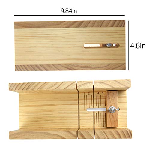 Wooden Loaf Soap Cutter Mold - 2 Pcs 42 Oz Loaf Flexible Rectangular Soap Mold With 2 Pcs Wood Box 100 Pcs 6 X 6 Inch Shrink Wrap Bags(Cutter Mold Style2) #TOP5