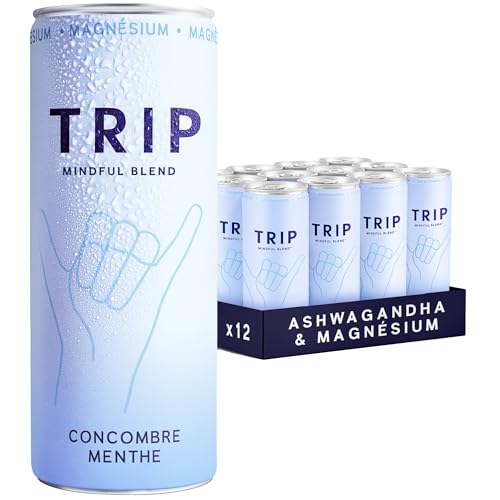 Trip Mindful Blend, boisson légèrement pétillante aux adaptogènes, mocktail avec 120mg de magnésium, crinière de lion et L-théanine, sans sucres...