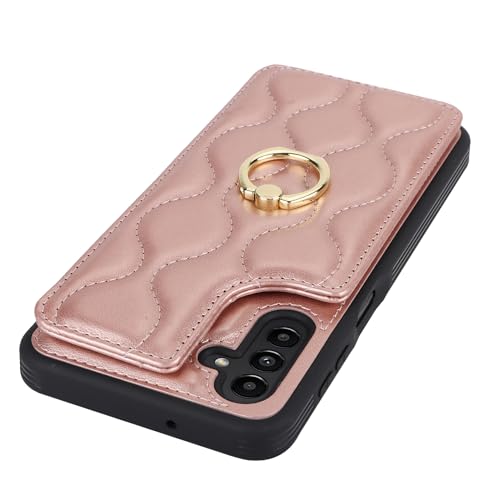 Image of for Samsung Galaxy A13 5G Case with Card Holder,Credit Card Holder,Stand Ring Kickstand and RFID Blocking,PU Leather Phone Wallet Case for Women 6.6 inch(Rose Gold)