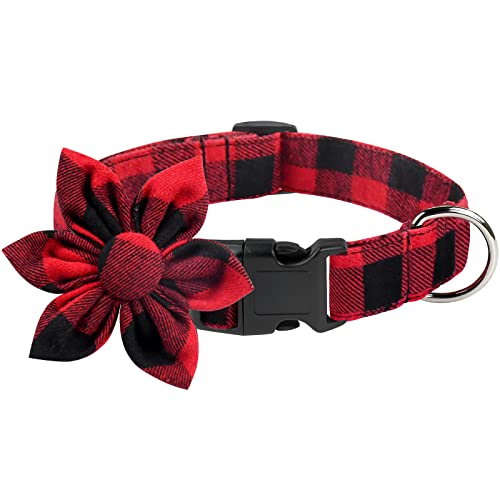 The Plaid Dog Collar 7 Malier Christmas Dog Collar with Bow tie, Classic Buffalo Plaid ...
