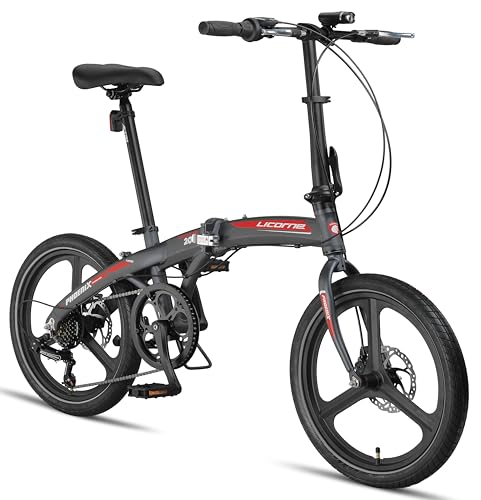 Licorne Bike Phoenix 2D Cross 20 Zoll Aluminium Faltrad Klapprad Scheibenbremse Discbremse Faltfahrrad Herren Damen 7 Gang Kettenschaltung Folding City Bike Alu-Rahmen (Mag Wheels, Anthrazit/Rot) Licorne Bike Phoenix 2D Cross 20 Zoll Aluminium Faltrad Klapprad Scheibenbremse Discbremse Faltfahrrad Herren Damen 7 Gang Kettenschaltung Folding City Bike Alu-Rahmen (Mag Wheels, Anthrazit/Rot)