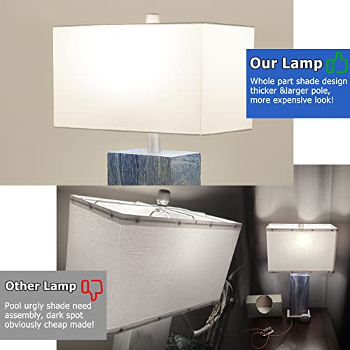 24” Tall Touch Control Table Lamps Set of 2, Blue Navy Lamps w/ USB& Type C Ports, Dimmable Coastal Bedside Nightstand Lamp White Shade, Large Lamps for Living Room End table Bedroom (Bulbs Included) - Image 5