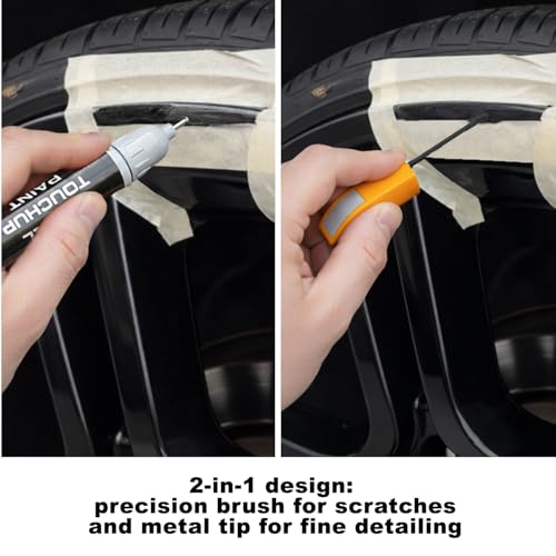 Image of Premium Wheel Scratch Repair Kit | Satin Black Rim Touch-Up Pen 30ml | DIY Kit with Filler, Sanding Tools, Spatula & Tape | Deep Rim Repair for Painted Alloy Wheels