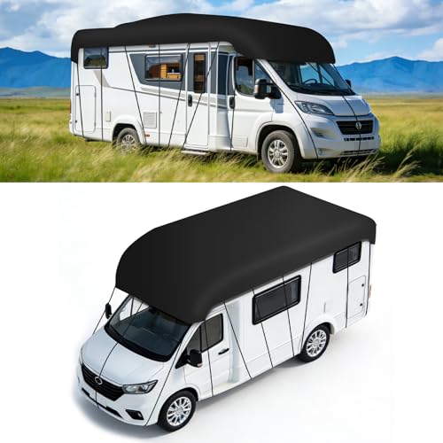 GEARMONSTER 6,5 x 3m Wohnwagen Abdeckung 210D Oxford wasserdichte Dach Wohnwagen Schutzhülle Wohnwagen Abdeckplane Optimaler Schutz vor Staub, Feuchtigkeit und UV-Strahlen, Schwarz