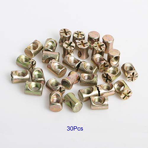 Aopin Barrel Nuts Cross Dowels Slotted Nuts For Furniture Beds Crib Chairs, M6 X 13Mm, 30Pcs #TOP5