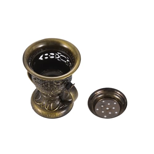 Incense Censer, Bakhoor Burner, Charcoal Incense Burner, Incense Burner with Handle Tongs for Yoga, Spa Aromatherapy Bronze Color