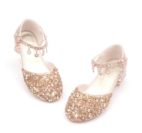 Girls Sandals Princess Low Heels Dress Shoes Sequins Flower Wedding Party Dance Pump Shoe for Toddler Little Kid4