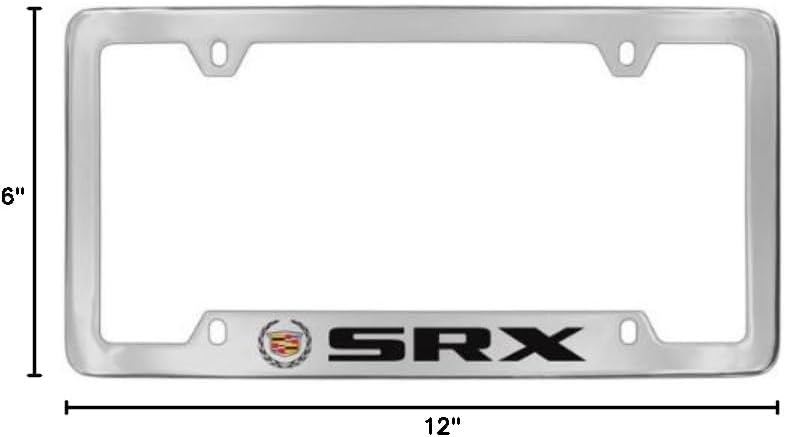 Cadillac SRX License Plate Frame (4 Hold/Brass, Chrome/Bottom Engraved)