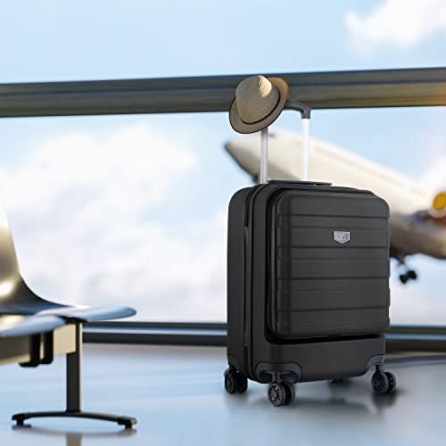 LUGG ABS Hard Shell Suitcase, 20inch Carry-on Travel Bag with 4 Spinner Wheels, Double TSA Lock Cabin Suitcase, Durable & Lightweight Luggage, Suited for Overhead & Under Seat Cabin Bag - Black
