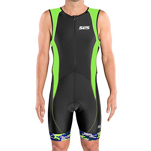 SLS3 Triathlon Homme Tri Suit FX | 2 Poches | Trisuit | Chamois personnalisé Doux | 2019 (Black/Green, XL) Cover