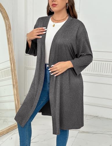 Image of Ekouaer Women Plus Size Robe Knee Length Lightweight Bathrobe Short Kimono Robes with Pockets Maternity Robe