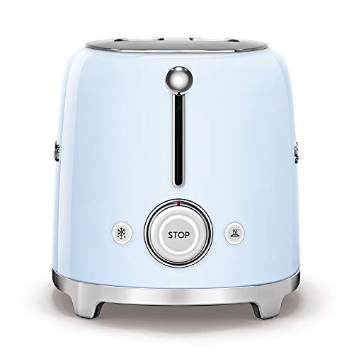 Image of SMEG 2 Slice Toaster with 6 Presets and Defrost Function and Removable Crumb Tray TSF01PBUS, Pastel Blue