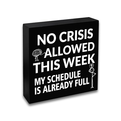 YINSSA Social Worker Gifts Coworker Gifts Worker Office Decor Funny Boss Gift for Women Men Boss Lady Manager Coworker Sign Appreciation Gift Boss's Day No Crisis Allowed This Week 5 X 5 Inch