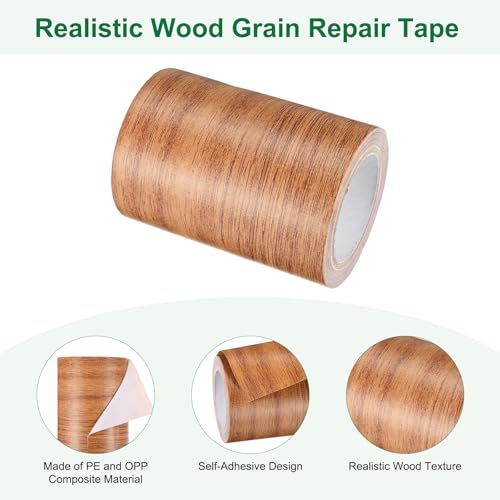 Image of M METERXITY 1-Roll Wood Grain Repair Tape, 3.15in x 15ft Textured Realistic Self-Adhesive Wood Floor Tape Contact Paper for Furniture /Floors /Home [Chocolate Oak]
