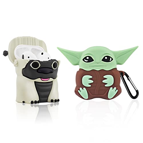 2Pack Wqnide Airpods Accessories For Airpods Case, Cute Animal Funny Character Unique Baby Yooda Anime Silicone Protective Case Girls Boys For Airpod 1St 2Nd Generation Cover With Keychain (Baby+Apaa) #TOP23