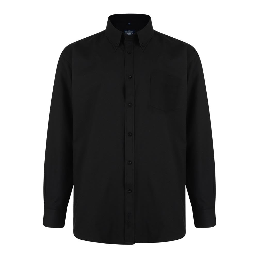Kam Casual Long Sleeve Oxford Shirt for Men in Black, 8XL