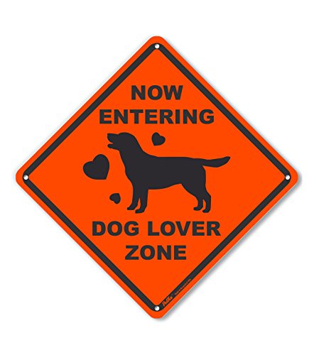 Signalétique Dog Lover Zone plaque alu orange 25,4 cm décoration murale extérieure