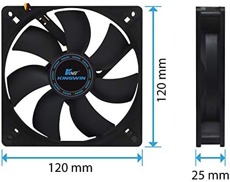 Kingwin 120mm CF-012LB Silent Fan, for Computer Cases, CPU Coolers, Long Life Bearing, Quiet Efficient Cooling, and Provide Excellent Ventilation for PC Cases-[Black]