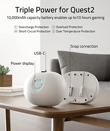 Syntech Vr Elite Strap With Battery Pack Compatible With Meta/Oculus Quest 2 Accessories, 10,000Mah Detachable Power Bank, Adjustable Head Strap For Enhanced Comfort And Stability #TOP4