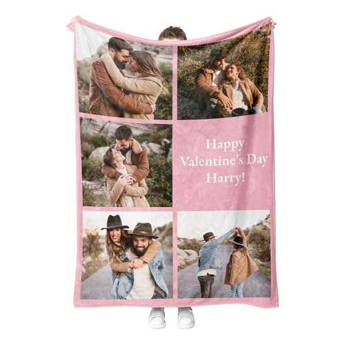 Print Maniacs Personalised Photo Blanket Custom Fleece Blanket with Pictures Soft Memory Throw for Adults Kids Pets or Family Unique Gift for Birthdays Weddings or Christmas