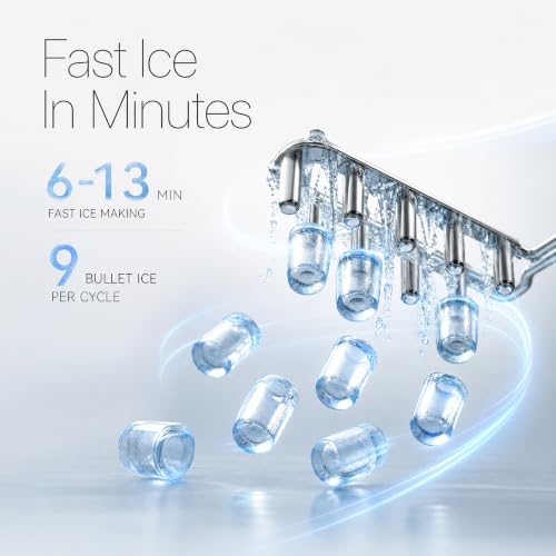 Image of Ice Maker Countertop, Portable Ice Machine with 2 Sizes Bullet Ice, 9 Cubes Ready in 6 Mins, 33lbs /24H, Self-Cleaning Ice Machine with Basket & Scoop for Home Kitchen Office