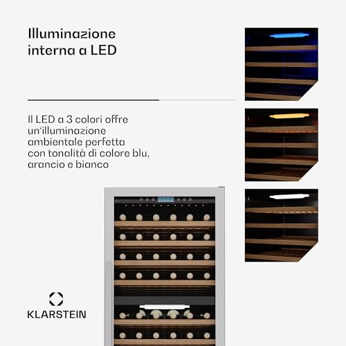 Klarstein Vinovilla Trio - Frigorifero per vini | 144 bottiglie | 3 zone | 38 dB | 12 ripiani | Compressore | 413 litri - 6
