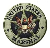 ZYGZCJ American Marshal Embroidery Patch Military Tactical Morale Patch Applique Hook and Loop Patch